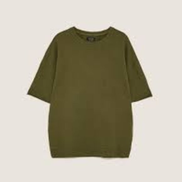 Zara Man Over Sized Sweatshirt Olive Green NWT - Picture 2 of 6